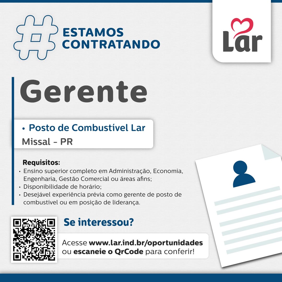 Vaga para Gerente em Missal – Lar Cooperativa