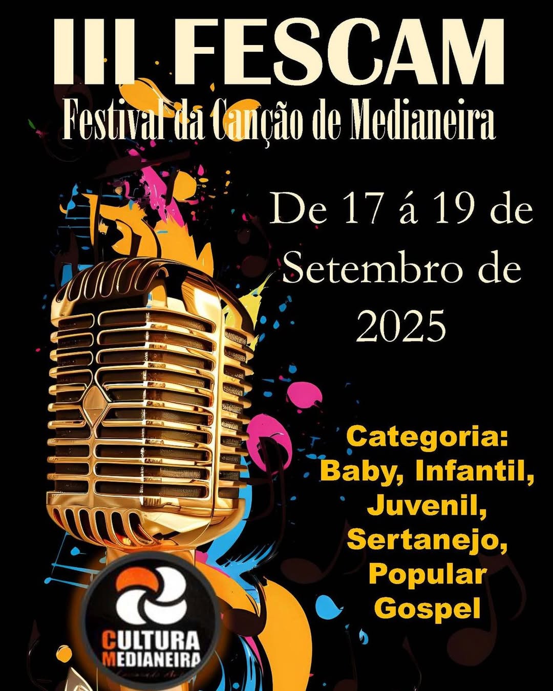III Fescam: Festival da Canção de Medianeira acontece de 17 a 19 de setembro