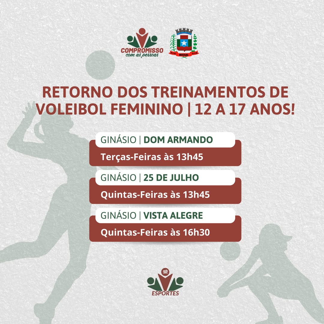 Treinamentos de Voleibol Feminino voltam em Missal