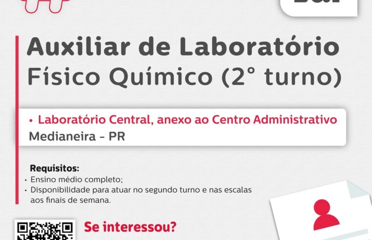 Vaga para Auxiliar de Laboratório em Medianeira