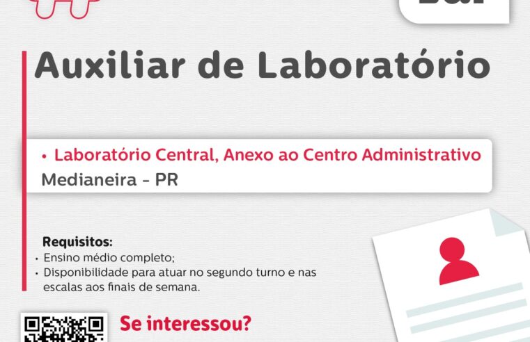 Vaga de Auxiliar de Laboratório em Medianeira