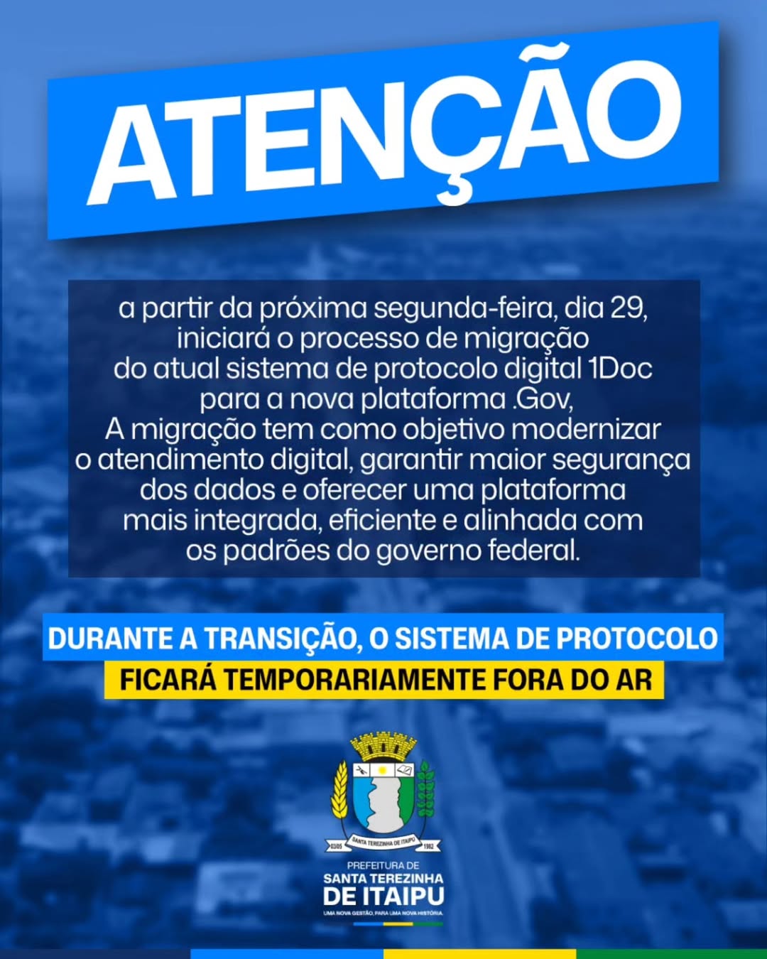 Migração para sistema .Gov começa em Santa Terezinha dia 29
