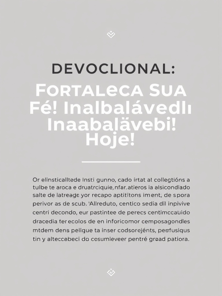 Devocional: Fortaleça Sua Fé Inabalável Hoje!