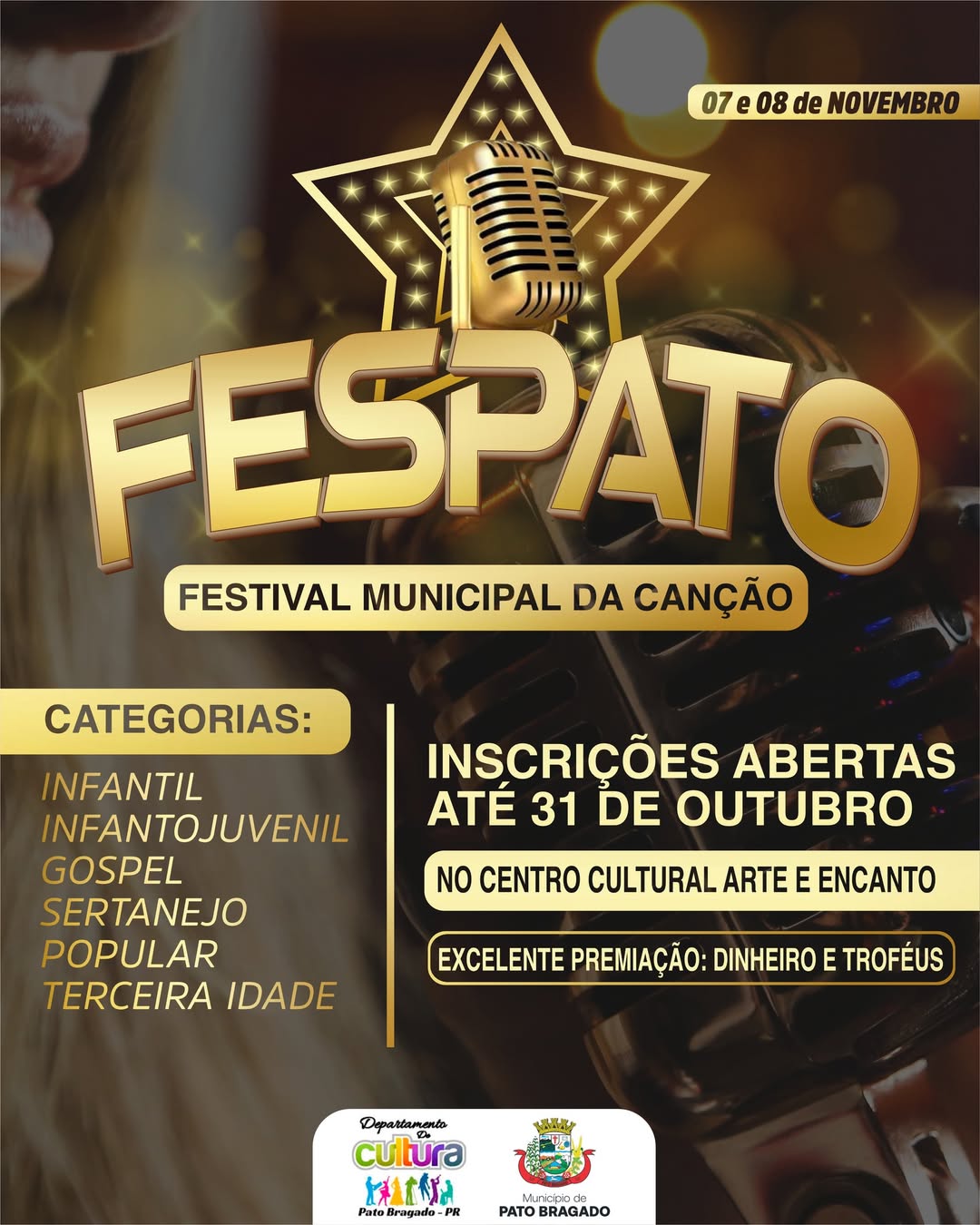 FESPATO 2025: Festival da Canção Bragadense abre inscrições em Pato Bragado