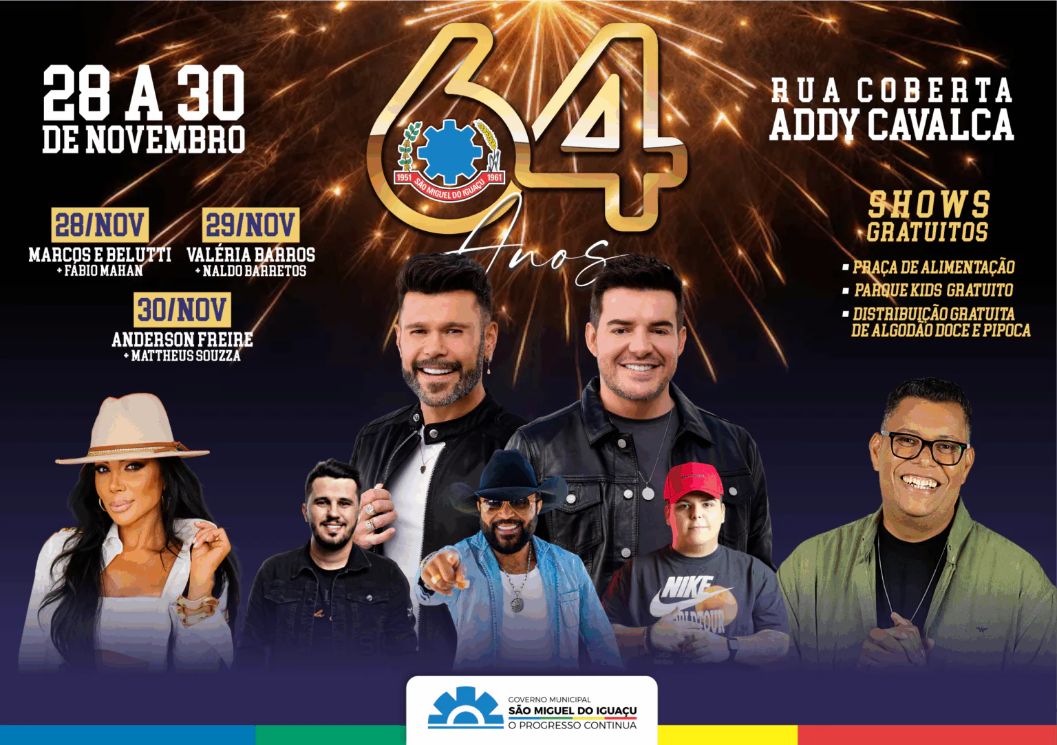 São Miguel do Iguaçu celebra 64 anos com shows nacionais gratuitos 2 São Miguel do Iguaçu 64 anos shows gratuitos