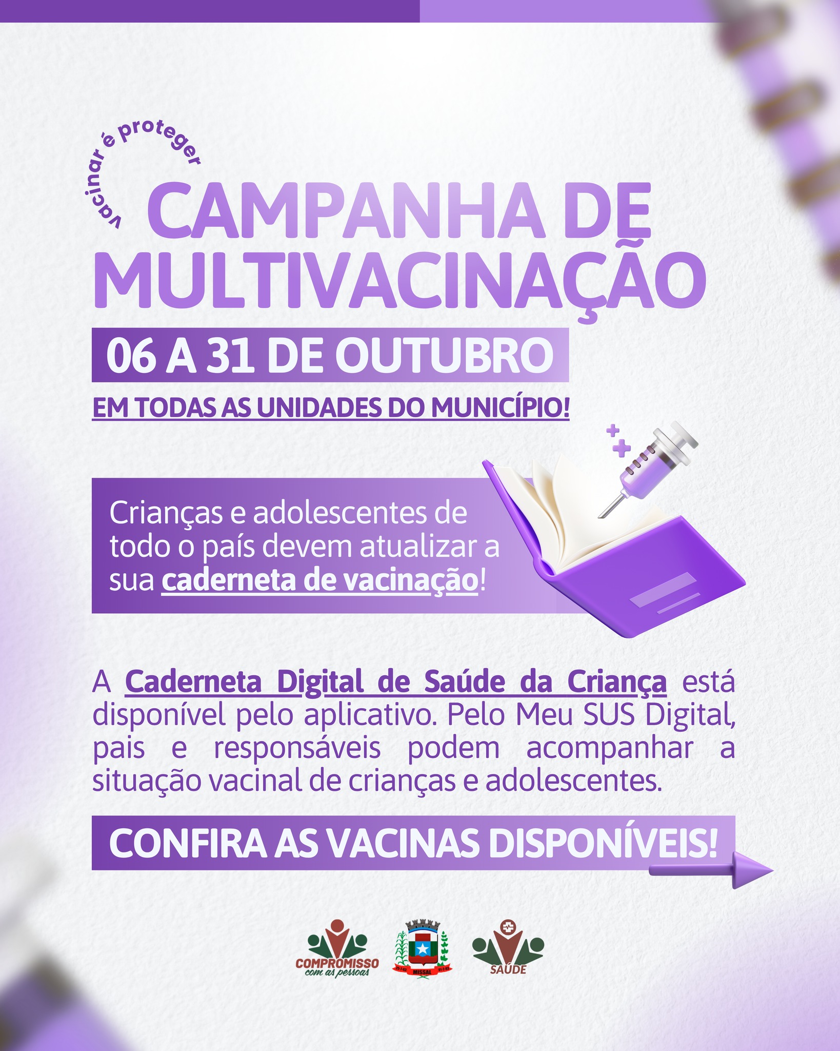 Missal inicia Campanha de Multivacinação em outubro