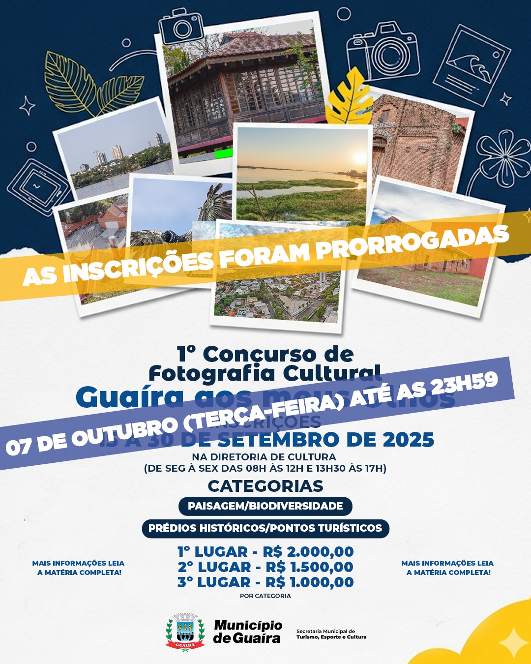 Concurso de Fotografia em Guaíra tem inscrições prorrogadas até 7/10