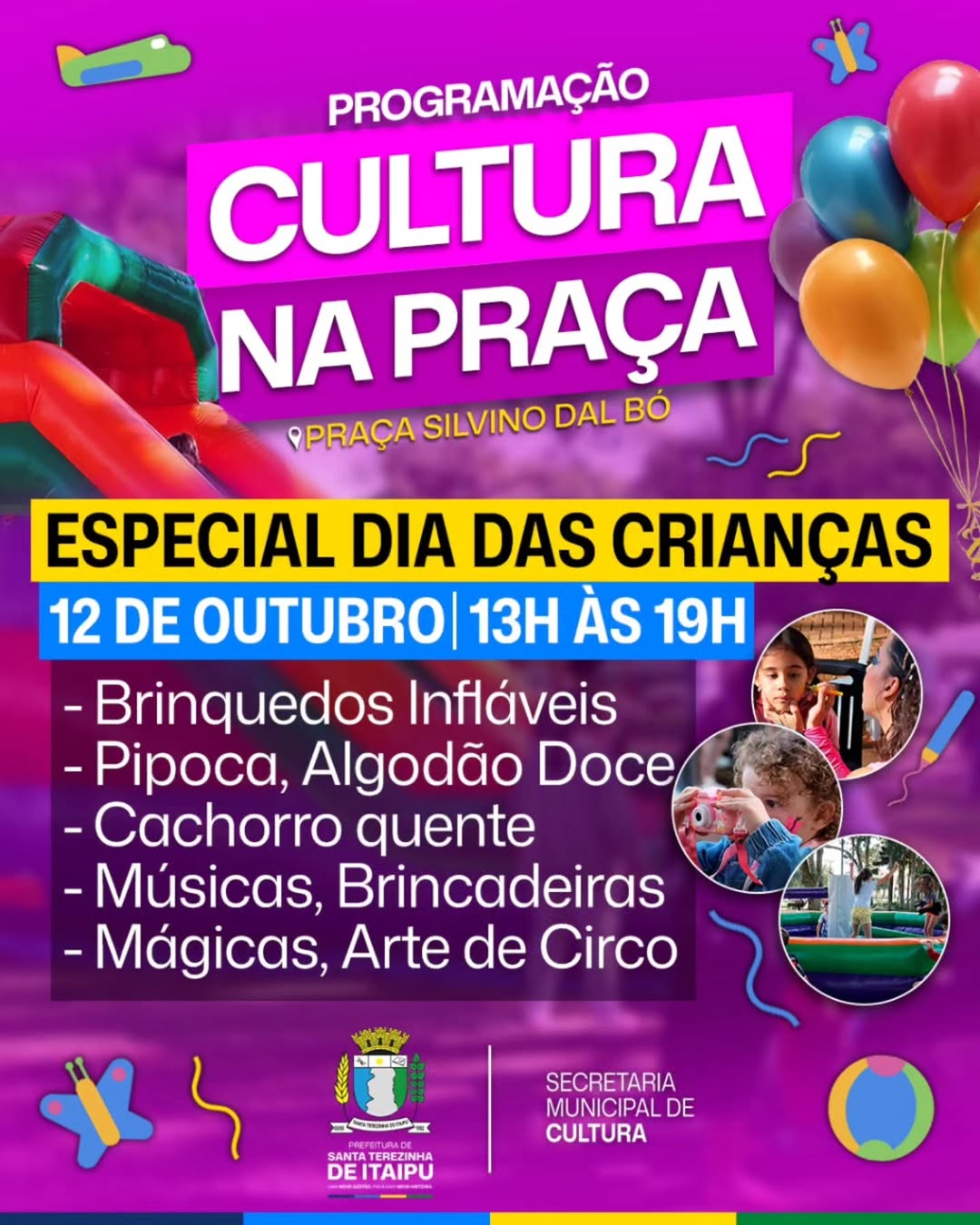 Cultura na Praça em Santa Terezinha de Itaipu anima o Dia das Crianças