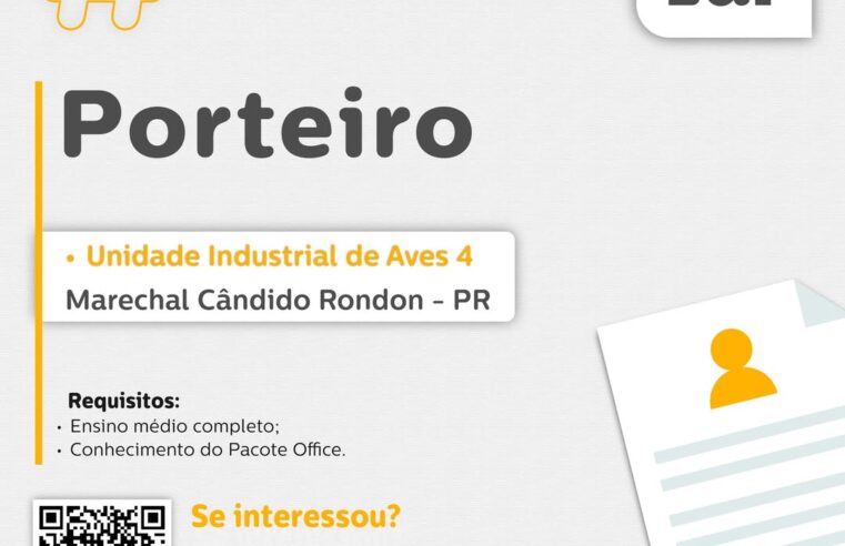 Vaga para Porteiro em Marechal Cândido Rondon PR