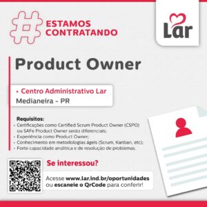 Vaga para Medianeira (PR)

Oportunidade para Product Owner, Centro Administrativo Lar. 

Se interessou? 

Inscrições através do portal de vagas www.la