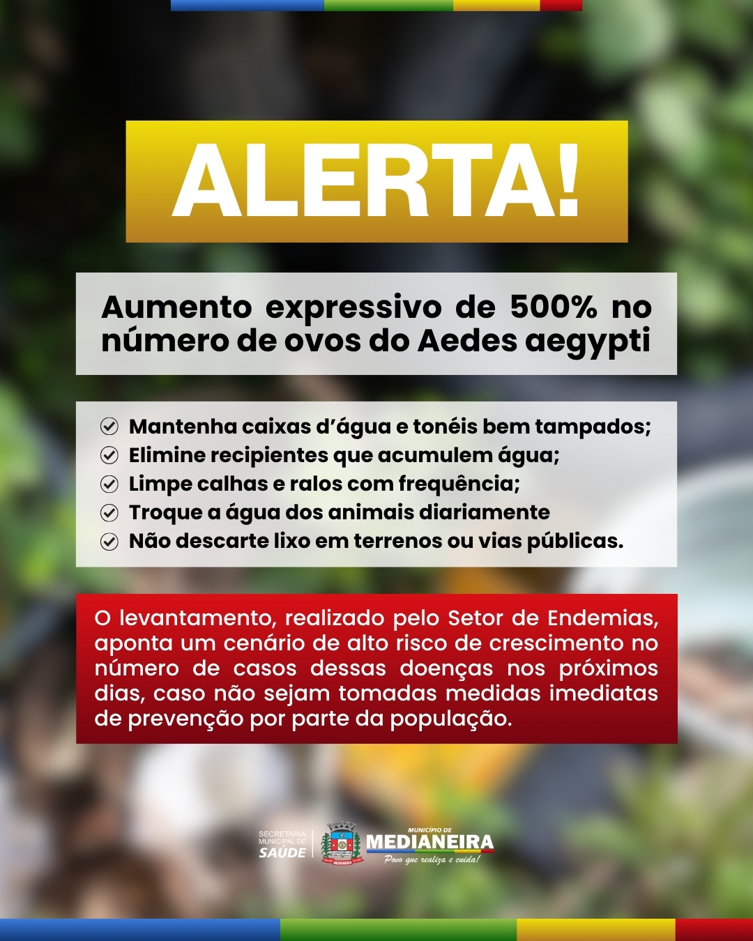 Medianeira registra aumento de 500% nos focos do mosquito da dengue