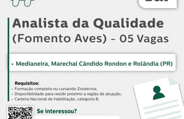 Lar Cooperativa abre 5 vagas para Analista da Qualidade no Paraná 1 Lar Cooperativa abre 5 vagas para Analista da Qualidade no Paraná