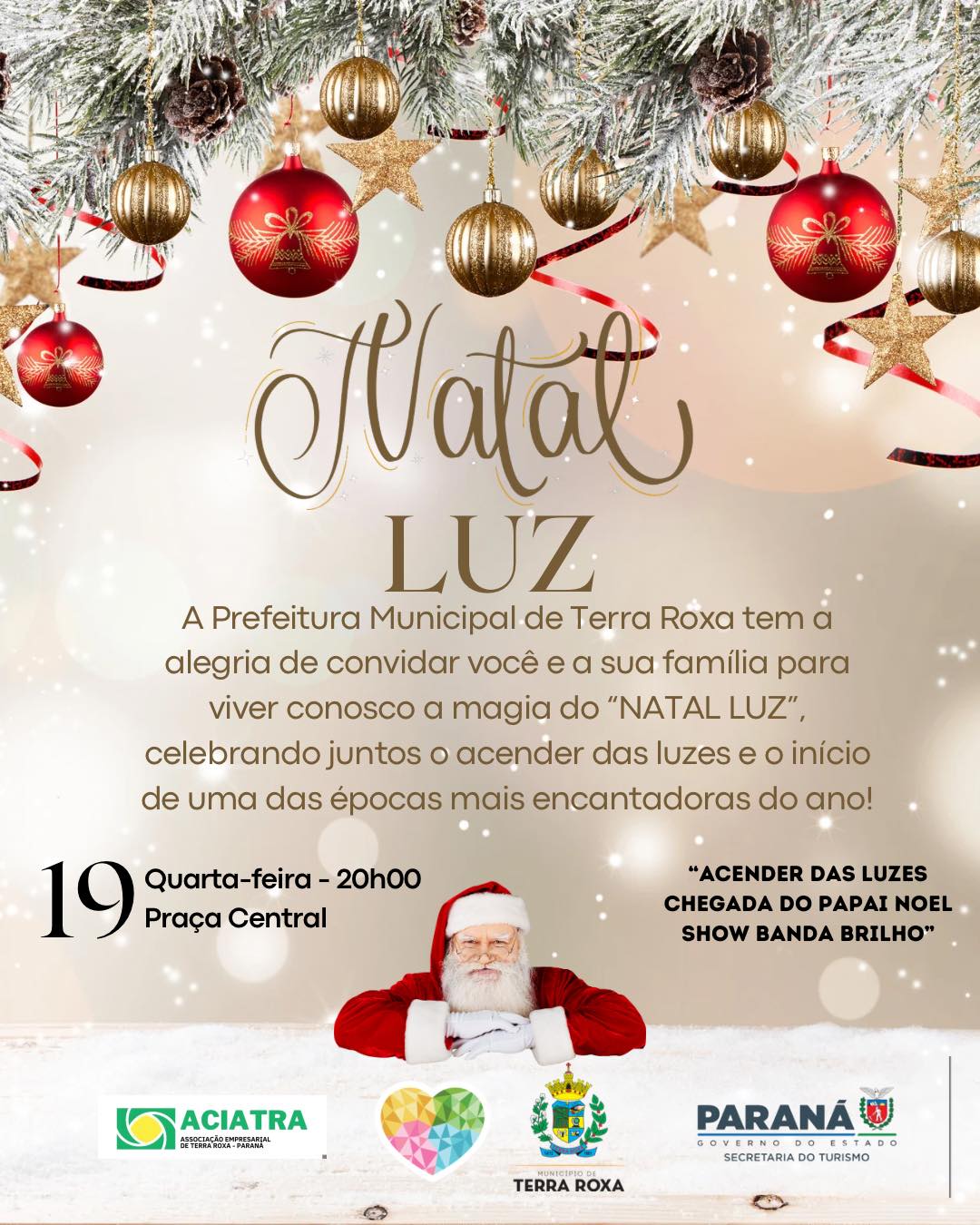 Natal Terra Roxa 2025: acender das luzes emociona a cidade