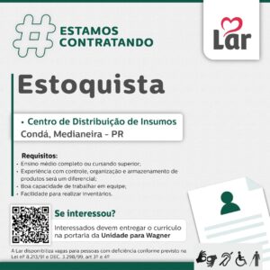 Vaga para Medianeira (PR)

Oportunidade para Estoquista, no Centro de Distribuição de Insumos. 

Se interessou? 

Interessados devem entregar o curríc