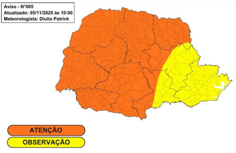Granizo e ventania: temporais devem atingir o Paraná nesta sexta
