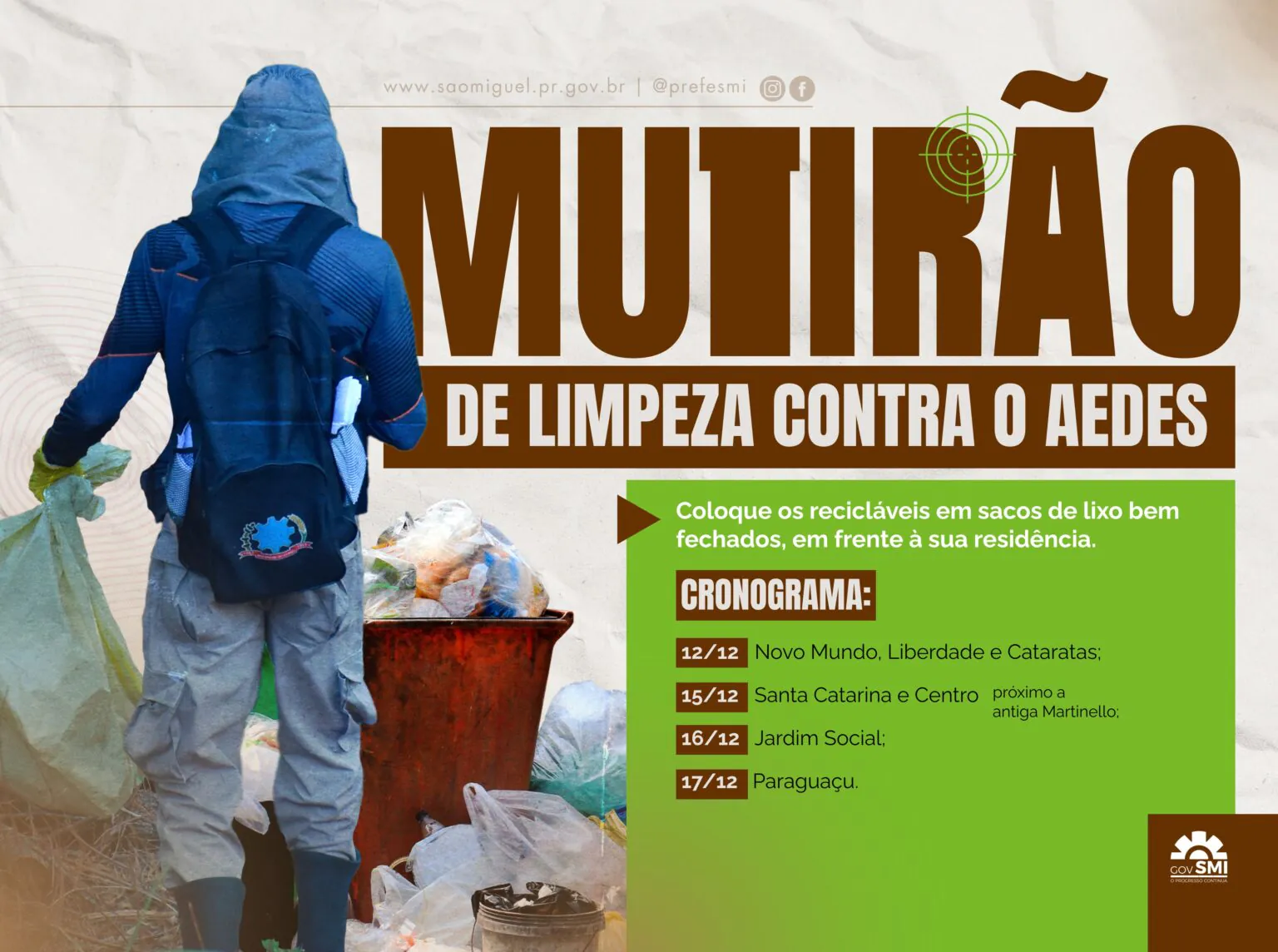 Combate ao Aedes aegypti: mutirão em São Miguel do Iguaçu