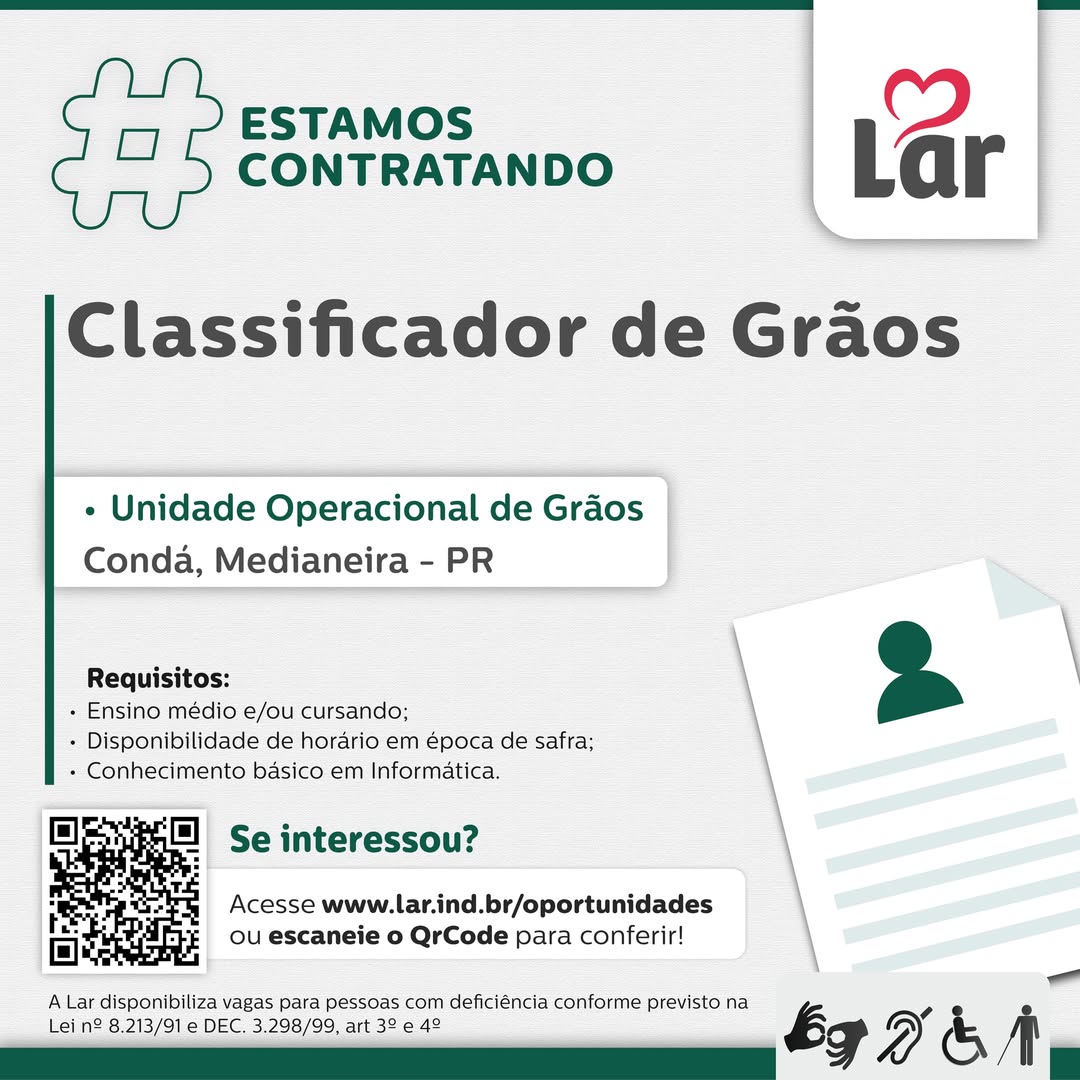 3 motivos para conferir a vaga Classificador de Grãos em Medianeira