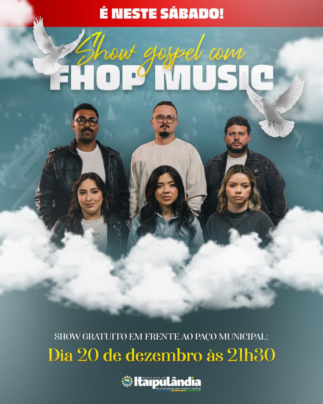 Show gospel gratuito com Fhop Music acontece em Itaipulândia