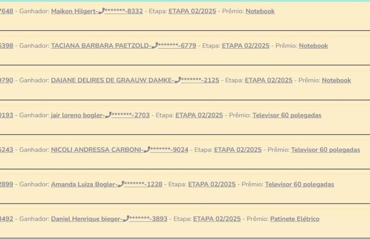 Nota Missalense realiza 2º sorteio de 2025 e divulga premiados