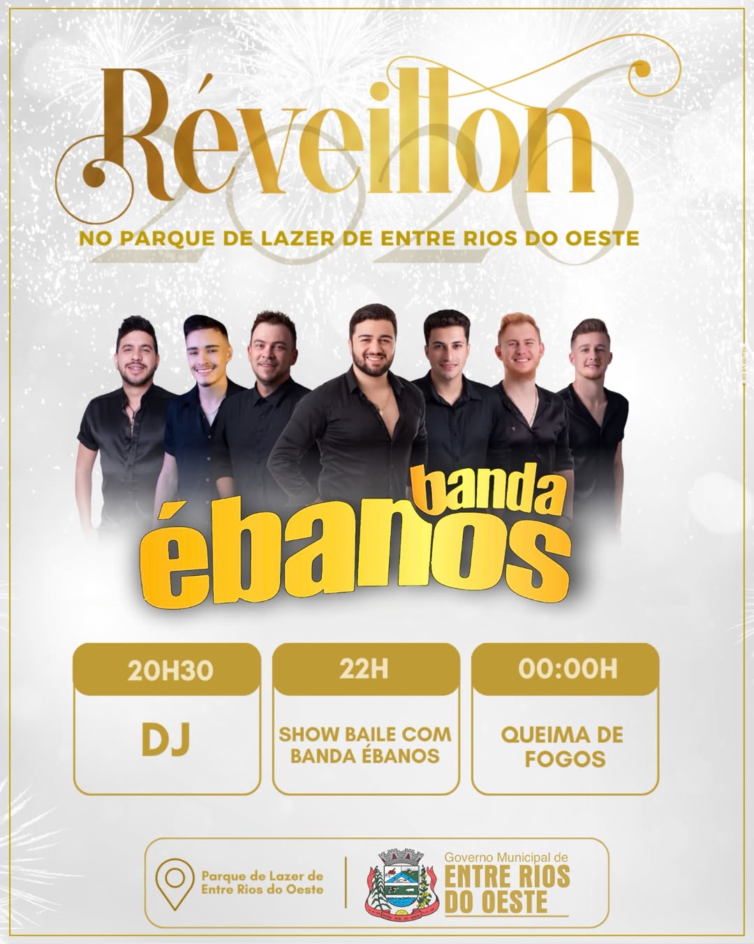 Réveillon em Entre Rios do Oeste 2026 terá música e fogos