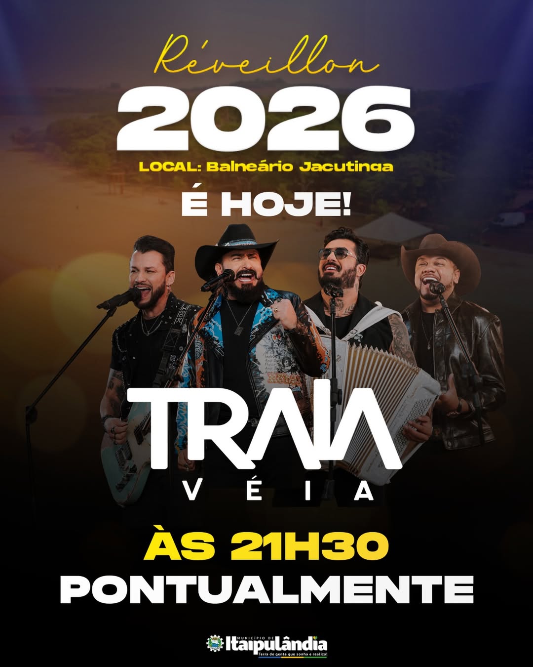 Réveillon Balneário Jacutinga 2026: show com Traia Veia