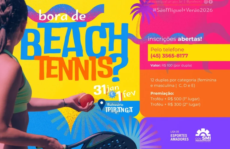 Torneio de Beach Tennis abre São Miguel Mais Verão 2026: Inscreva-se!