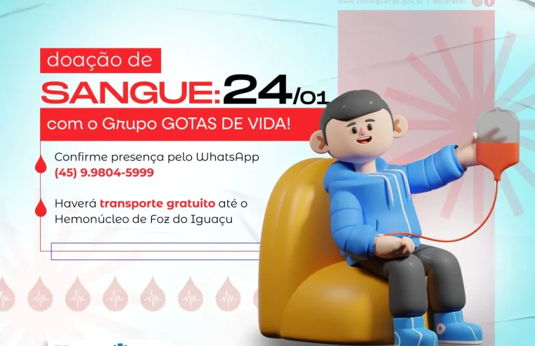 Doação de Sangue em São Miguel: Transporte gratuito neste sábado (24)