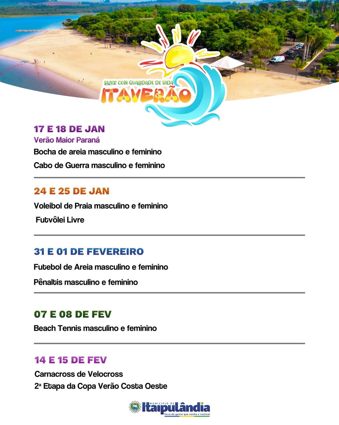 ItaVerão 2026 movimenta Itaipulândia com Verão Maior Paraná