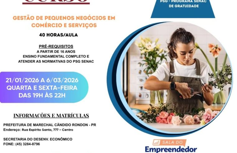 Curso gratuito de Gestão de Pequenos Negócios está com inscrições abertas