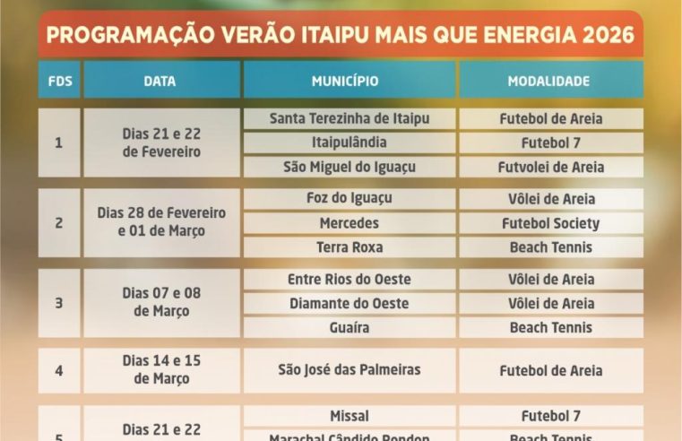 Verão Itaipu Mais que Energia: Confira a Programação Completa