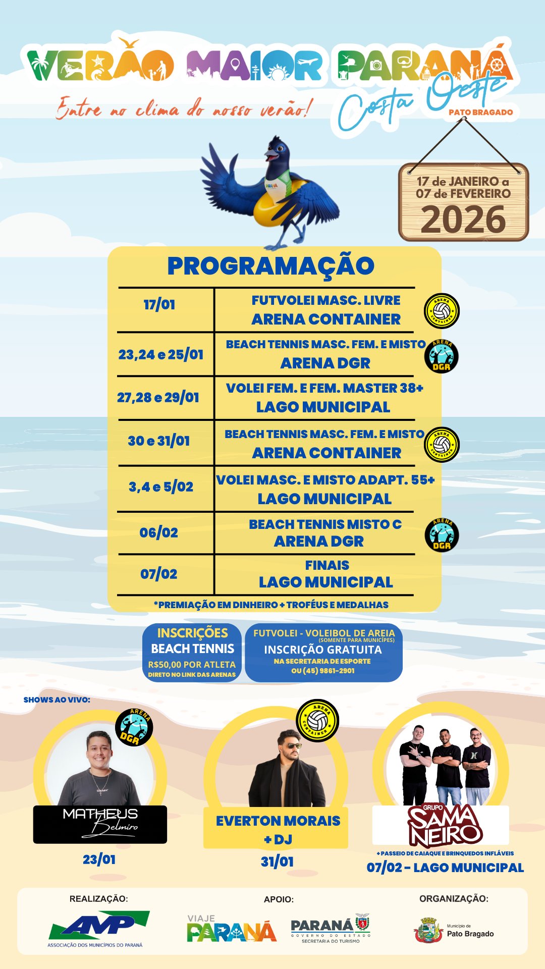 programação do Verão Maior Paraná Costa Oeste em Pato Bragado