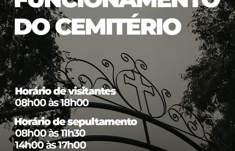Horário de funcionamento do Cemitério Central de Guaíra