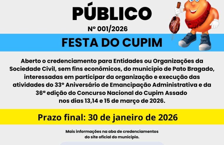 Festa do Cupim 2026: Credenciamento Aberto em Pato Bragado
