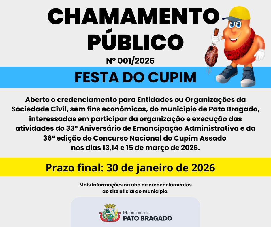 Festa do Cupim 2026: Credenciamento Aberto em Pato Bragado