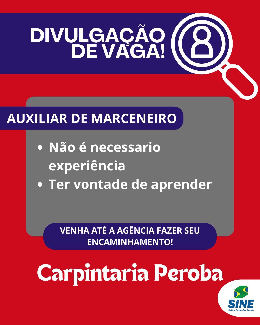 SINE Marechal Cândido Rondon: Vagas na Carpintaria Peroba