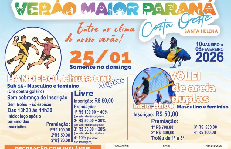 Verão Maior Paraná: Vôlei e Handebol em Santa Helena neste Domingo (25)