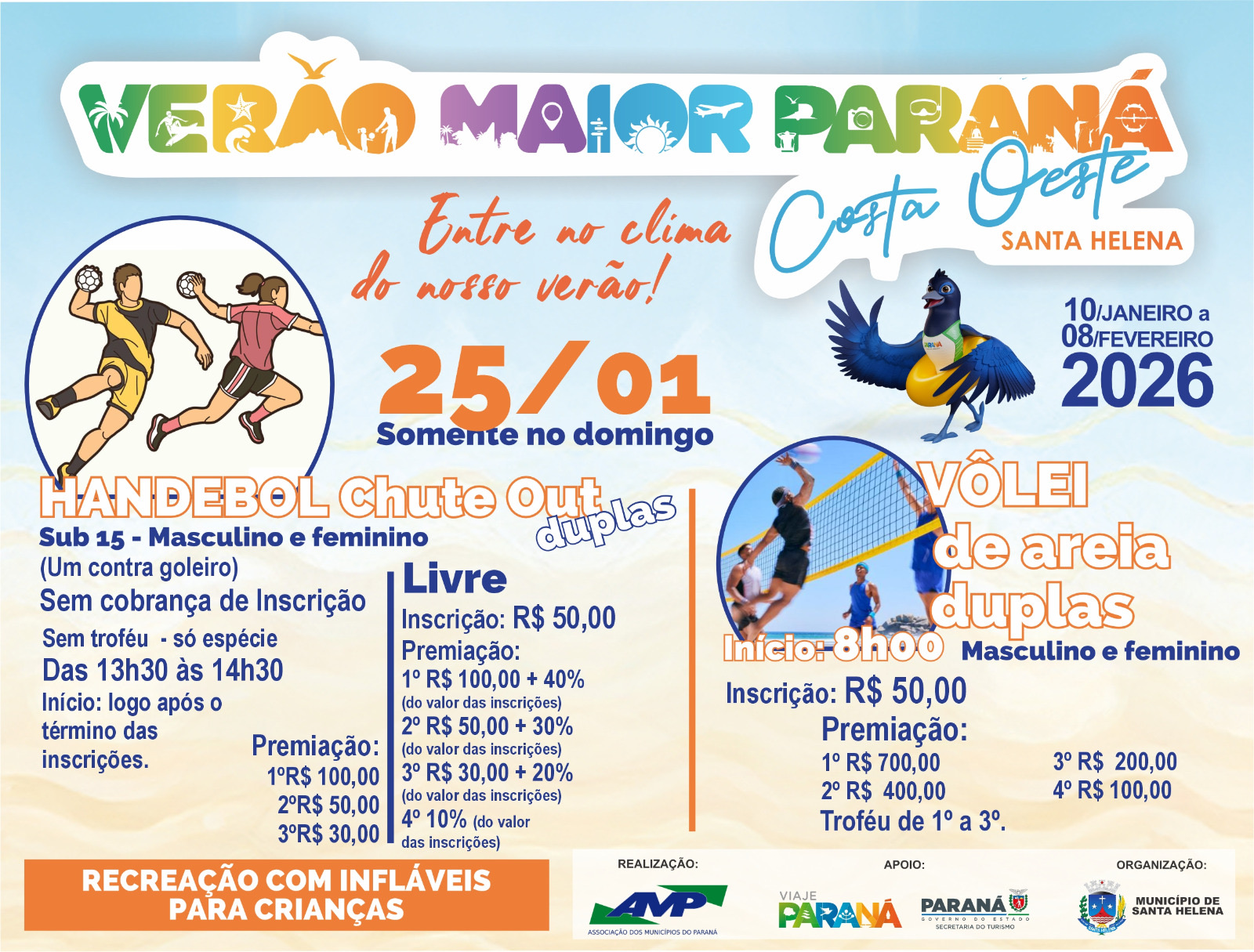 Verão Maior Paraná: Vôlei e Handebol em Santa Helena neste Domingo (25)
