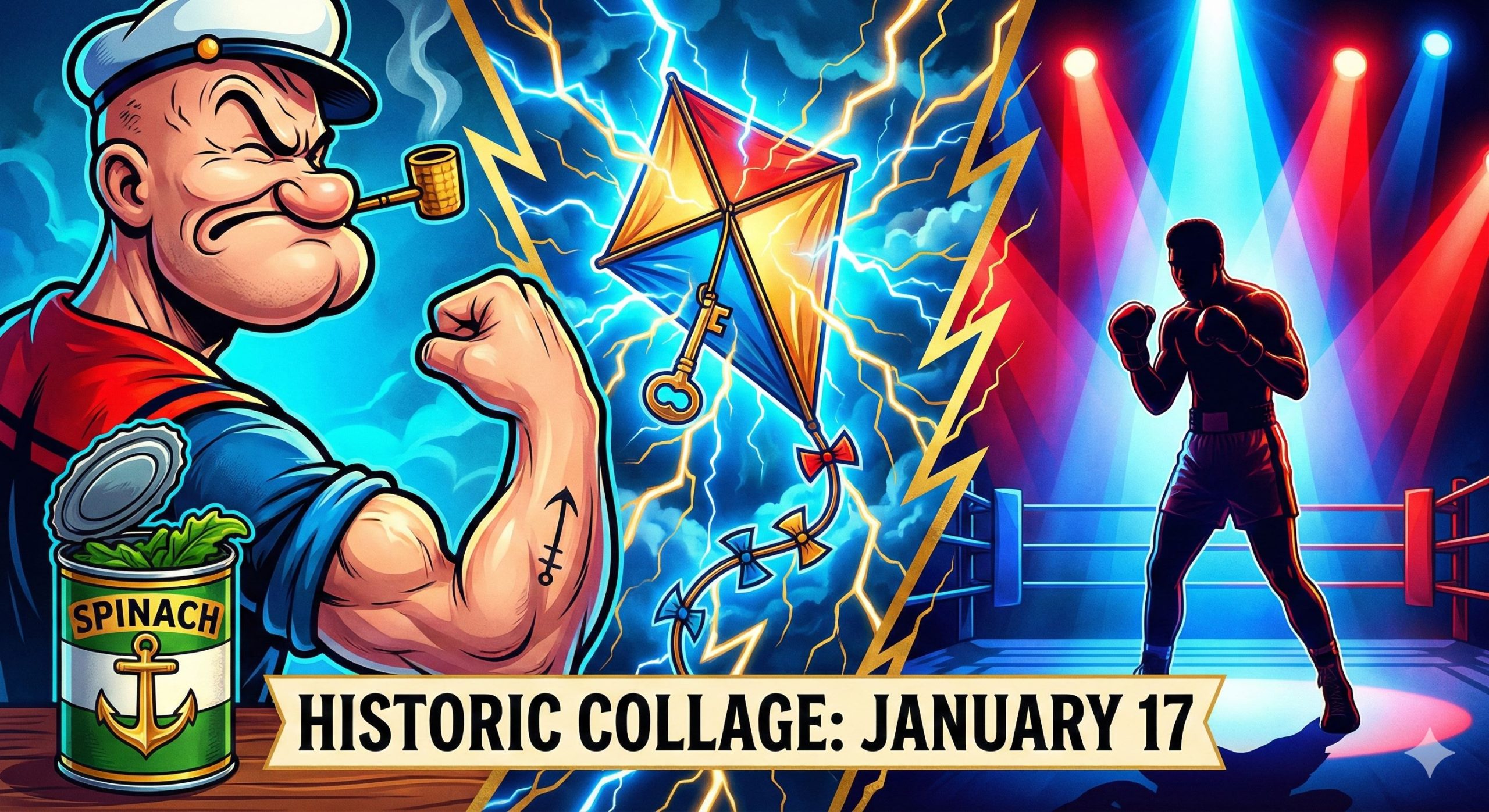 17 de janeiro: Do herói Popeye à revolução do Benjamin Franklin ⚓