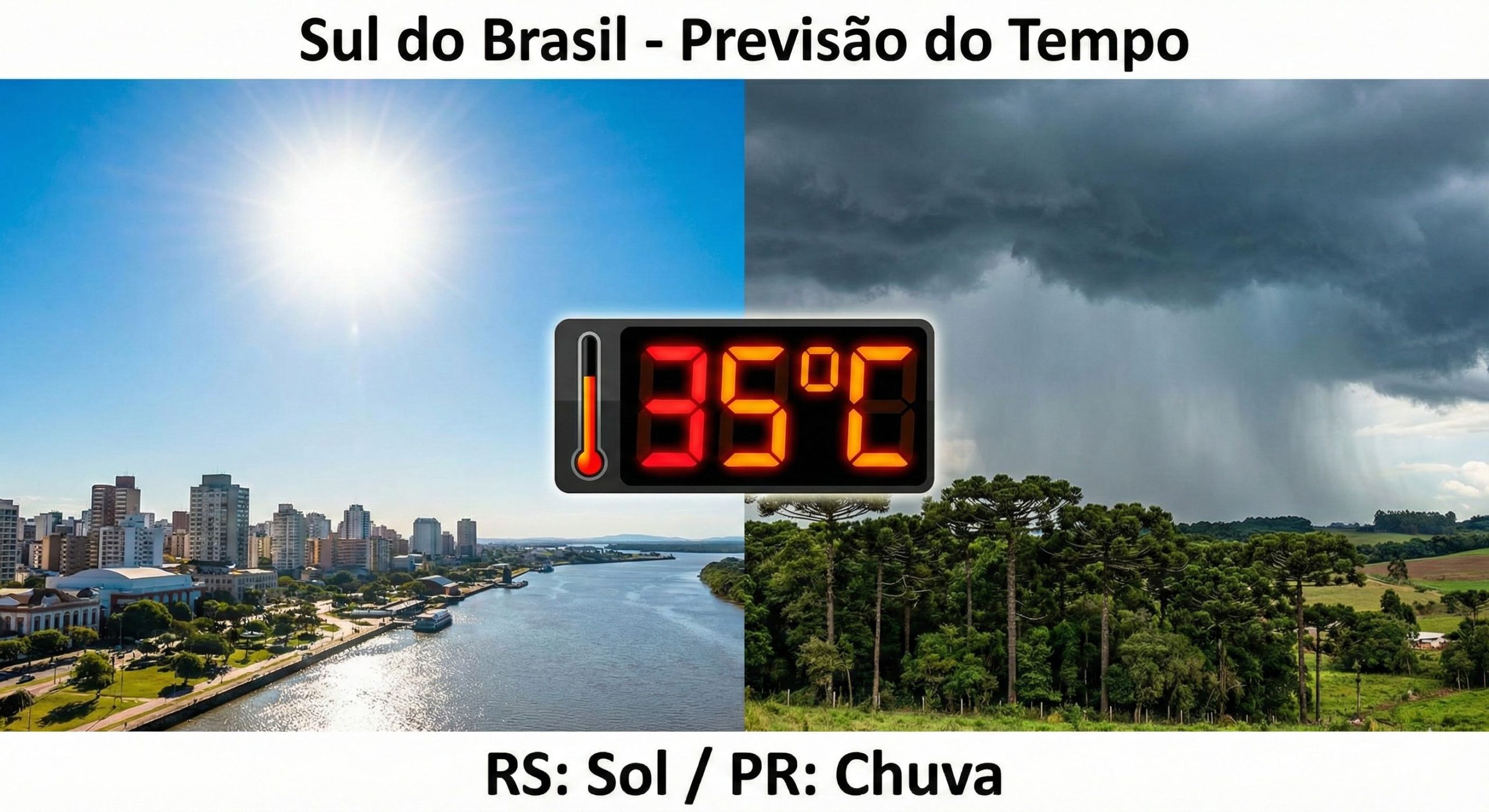 Previsão do Tempo para o Sul: Calor de 35°C e Chuva
