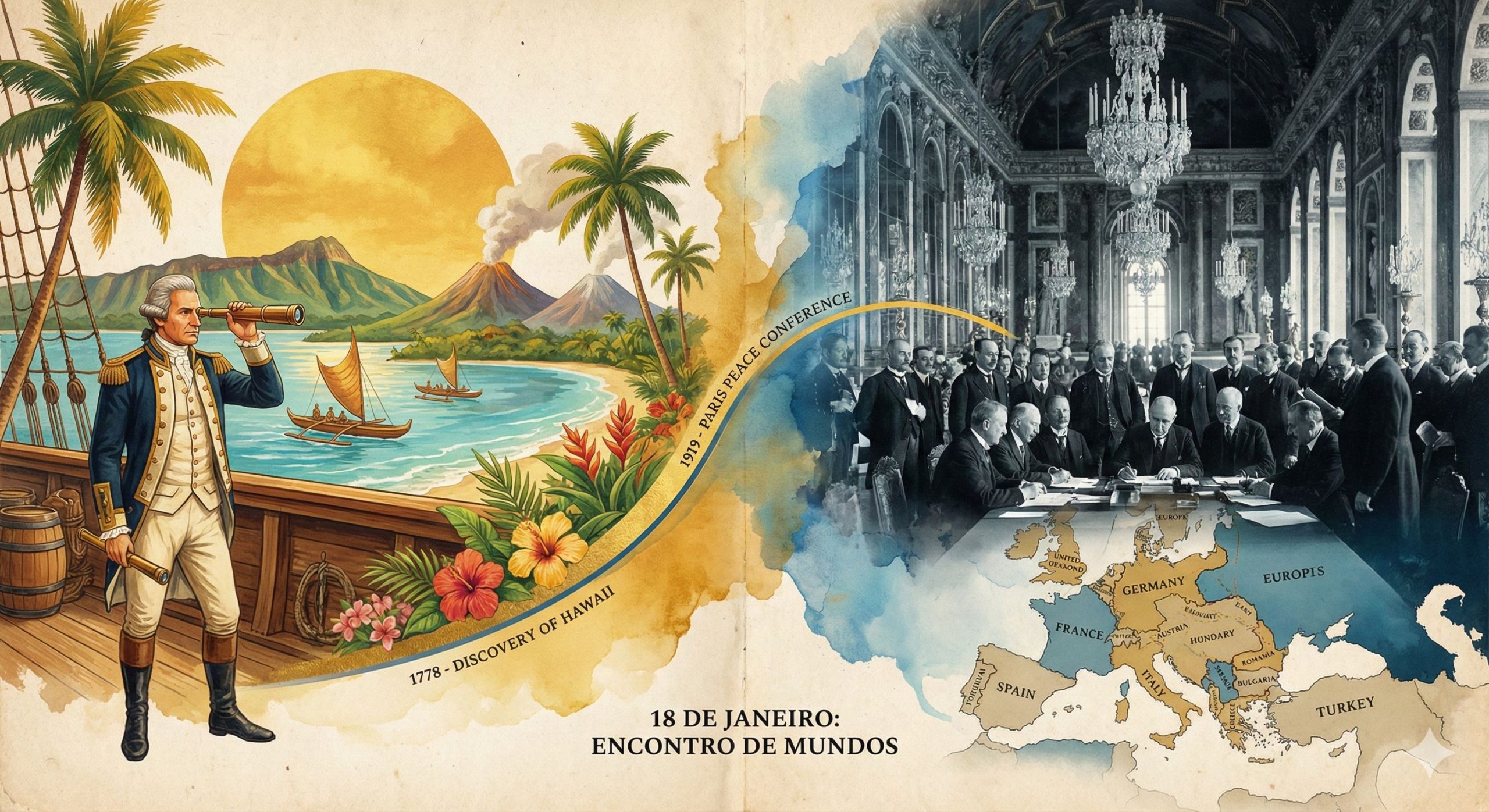 18 de janeiro: O paraíso de Cook e o mapa da Europa refeito! 🌍