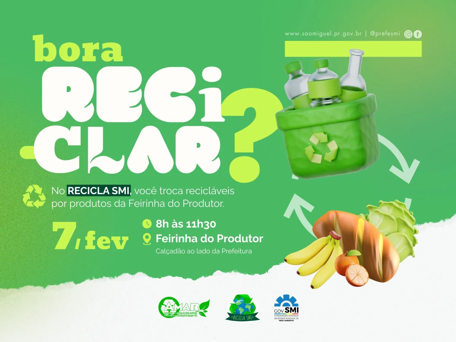 Recicla SMI: Troque recicláveis por vales na feira em São Miguel