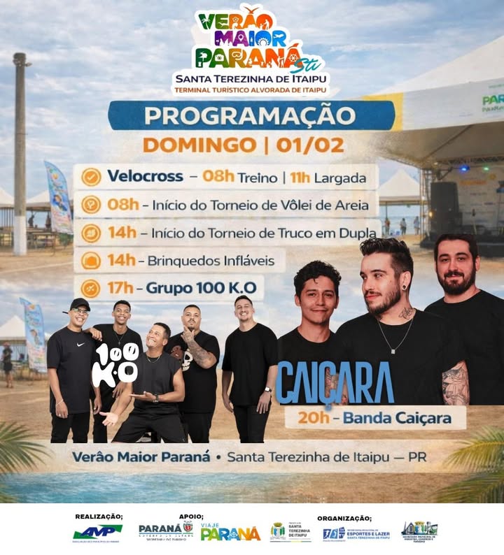 Verão Maior Paraná: Veja a programação em Santa Terezinha de Itaipu
