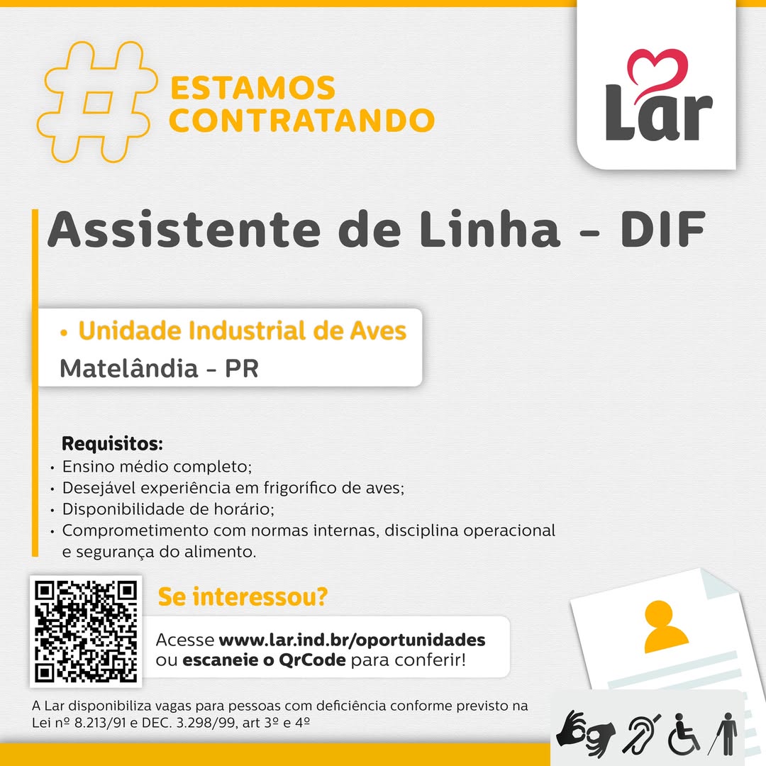 Vaga para Matelândia PR: Lar Cooperativa Contrata Agora!