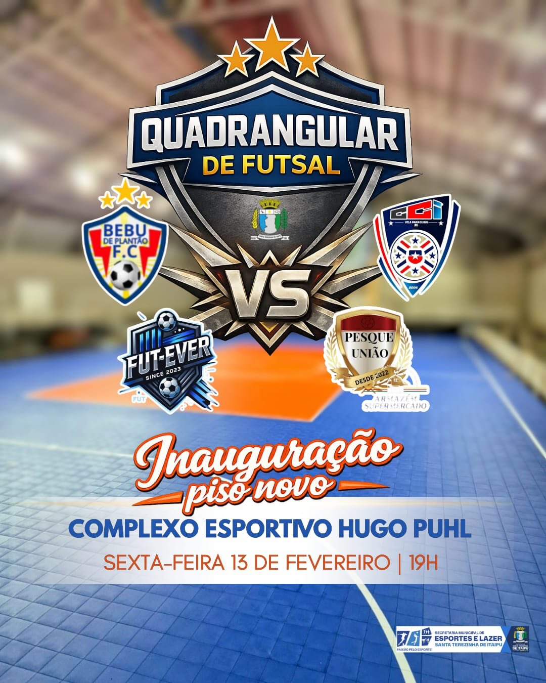 Complexo Esportivo Hugo Puhl ganha novo piso: Inauguração sexta