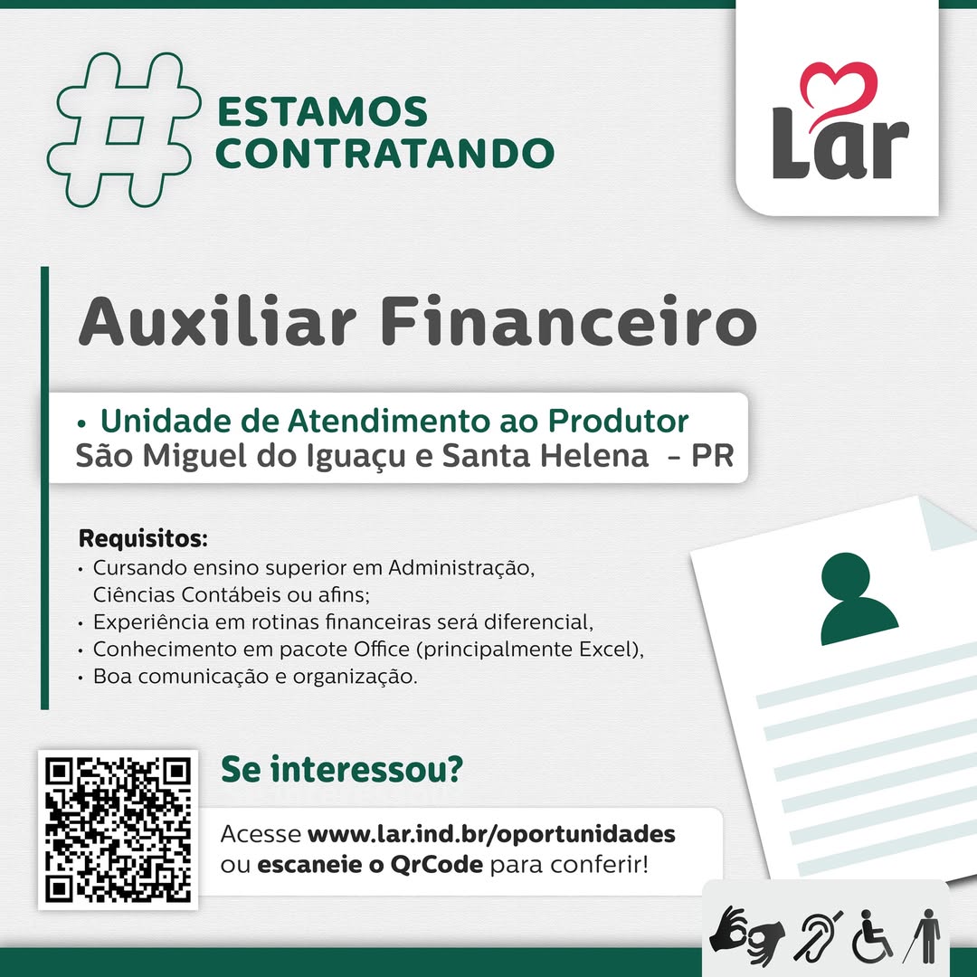 Vagas Lar Cooperativa: Oportunidade para Auxiliar Financeiro