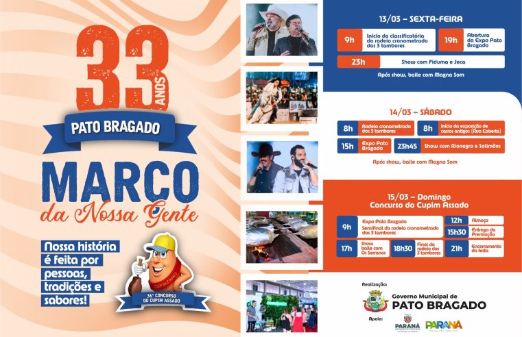 Festa Nacional do Cupim Assado Pato Bragado 2026: Shows e Programação