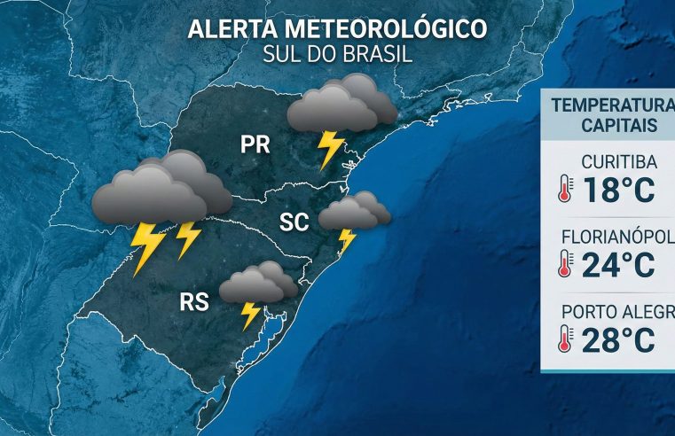 Previsão do tempo Sul do Brasil Terça (24): Alerta de Tempestade