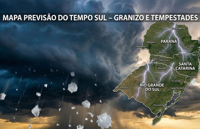 Previsão do tempo Sul: Alerta de granizo e tempestades amanhã