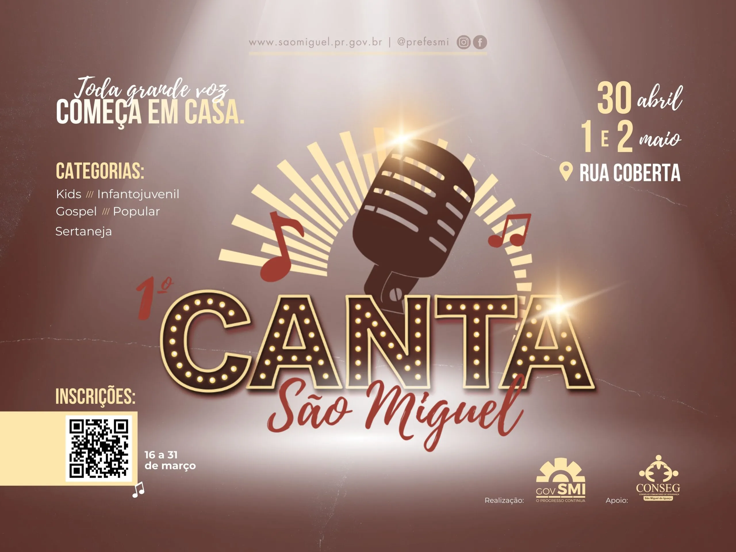 Canta São Miguel: 1º Festival de Música abre inscrições e prêmios