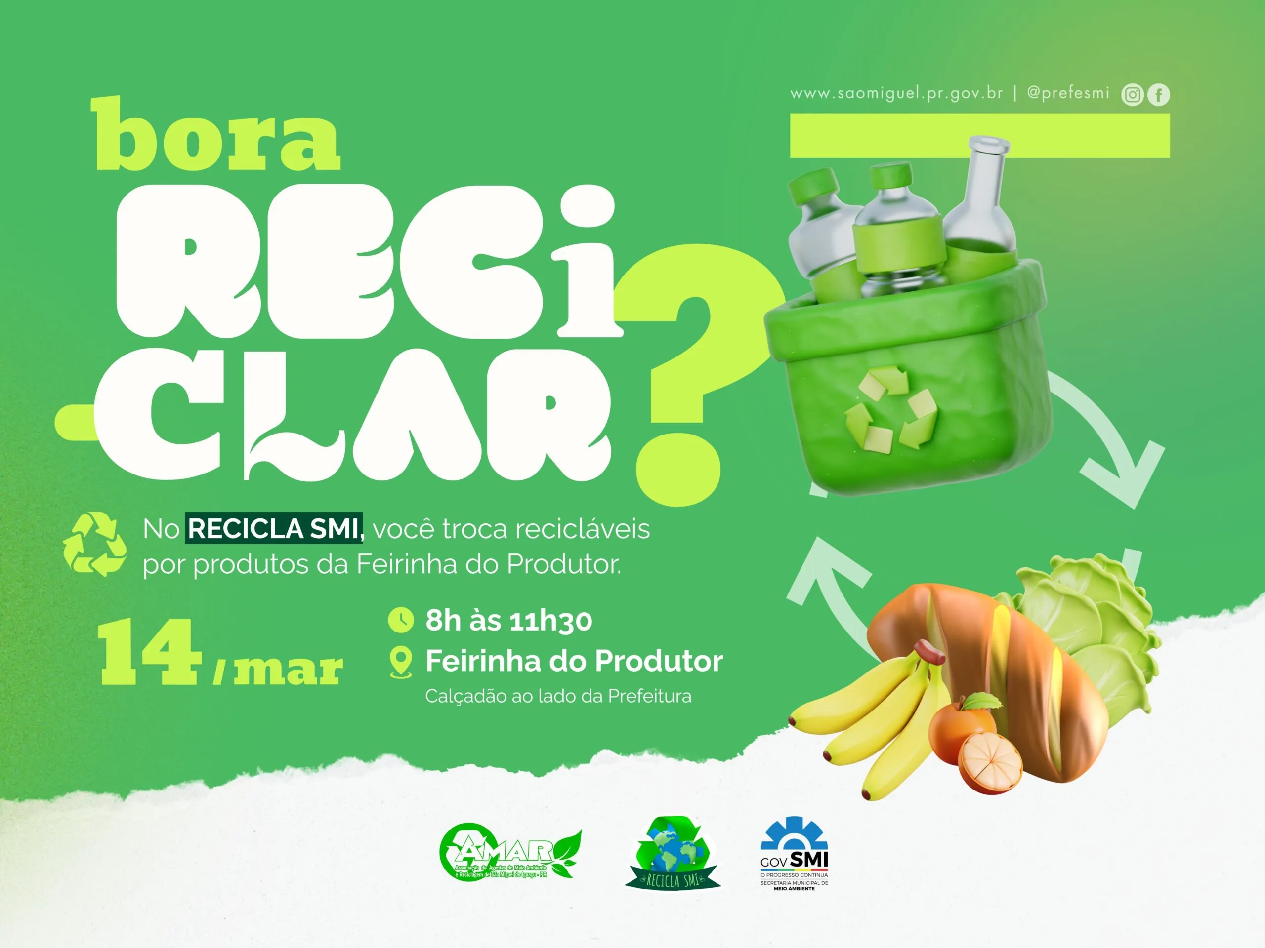 Campanha Recicla SMI: Troque recicláveis por vale-compras hoje!